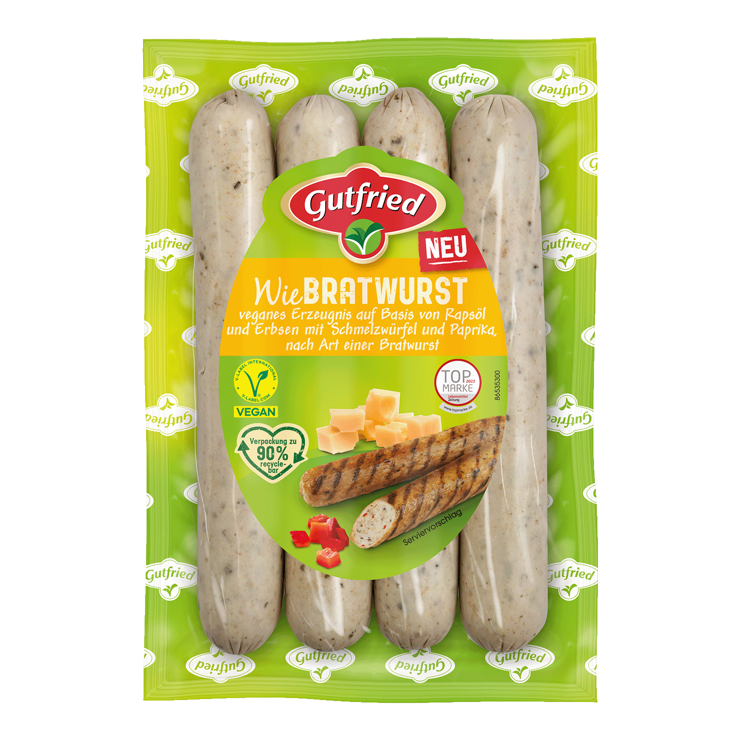 WieBratwurst Paprika mit Käse-Alternative, 260g