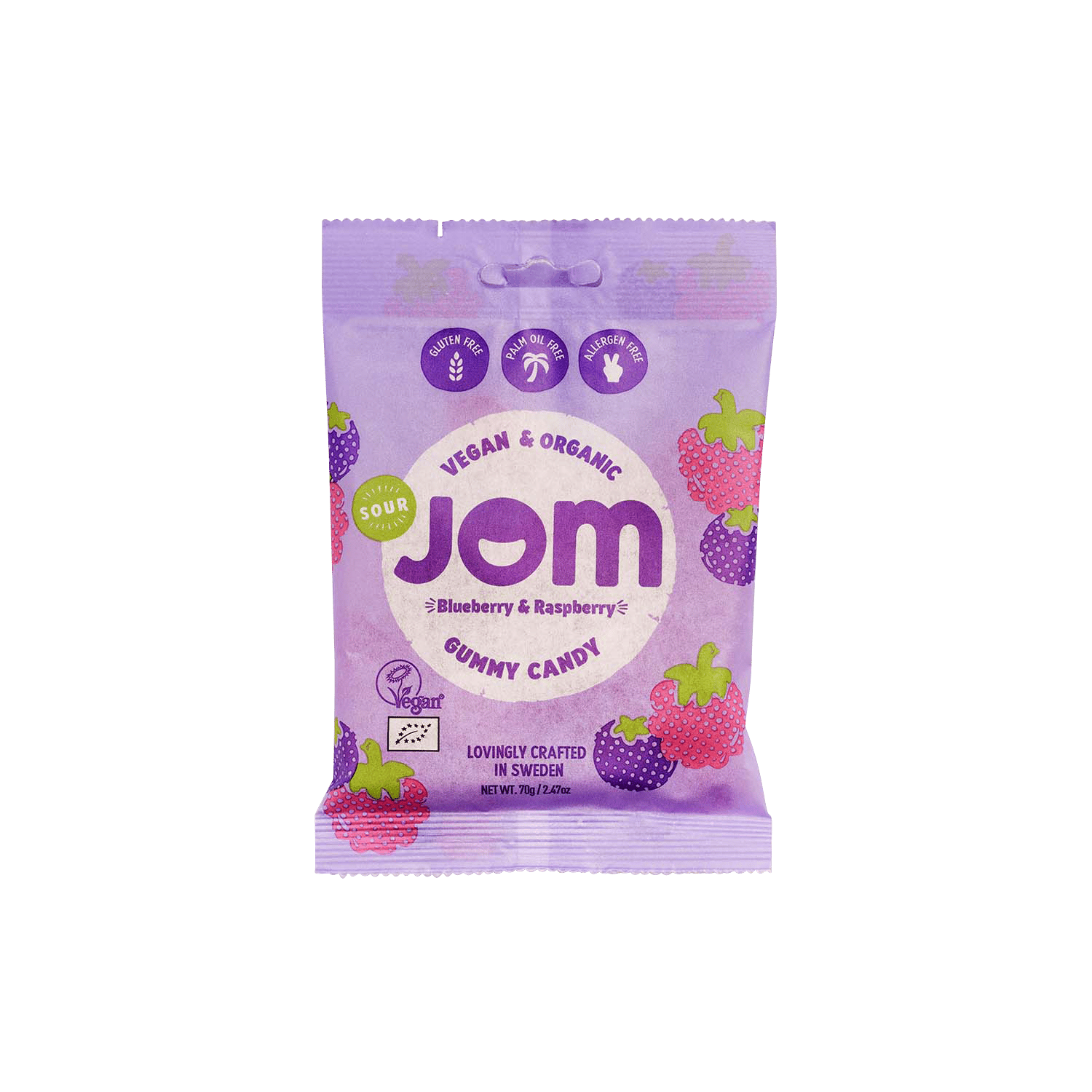 Gummi Candy Sour Blueberry And Raspberry, Organic, 70g