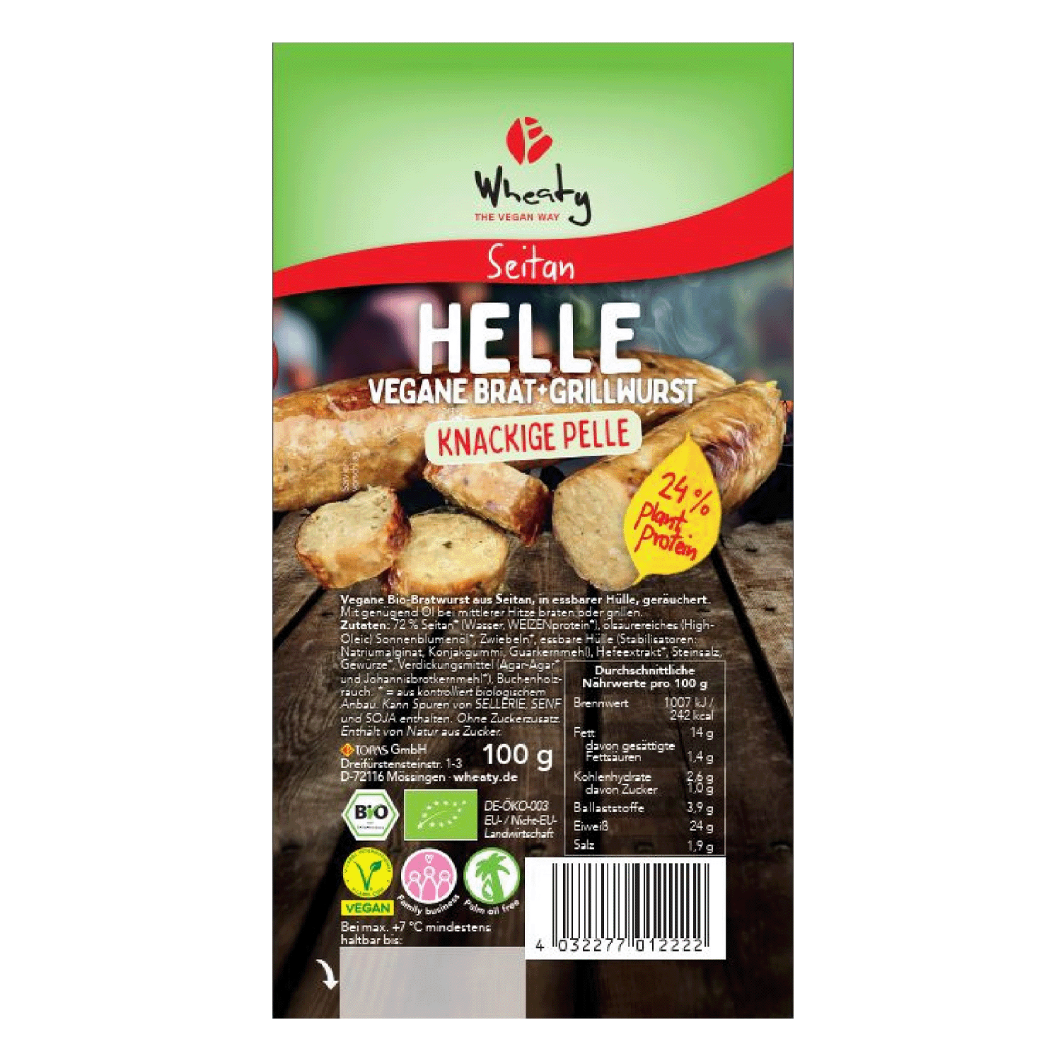 Helle vegane Brat- & Grillwurst, BIO, 100g