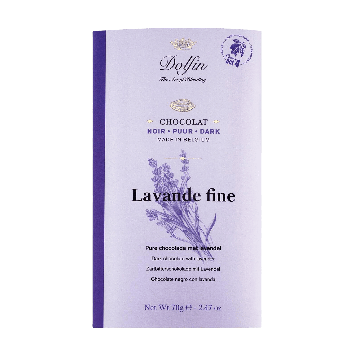 Lavande Fine Zartbitterschokolade mit Lavendel, 70g