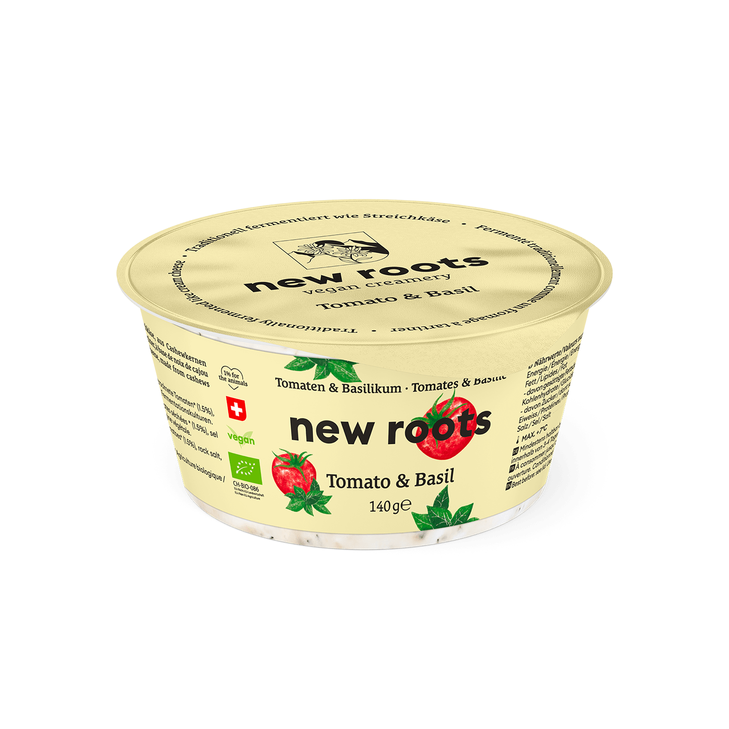 Vegan Creamery Tomato & Basil Alternative To Spread Cheese, Organic, 140g