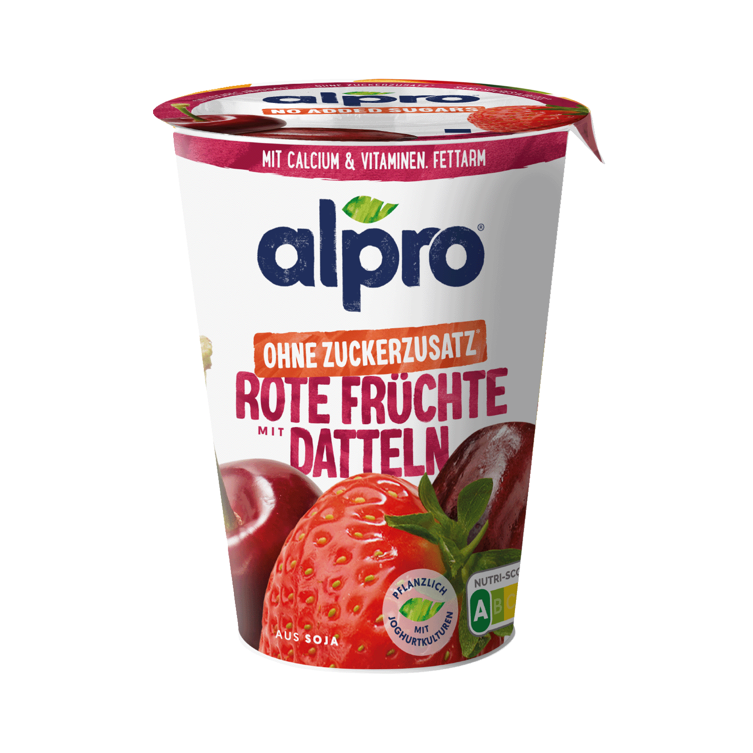 Joghurtalternative auf Sojabasis Rote Früchte mit Datteln, 400g