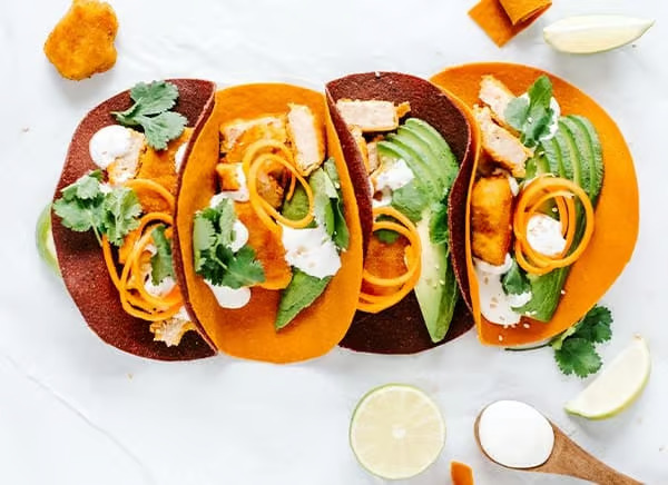 Vegane Vollgemüse-Tacos mit Veggienuggets