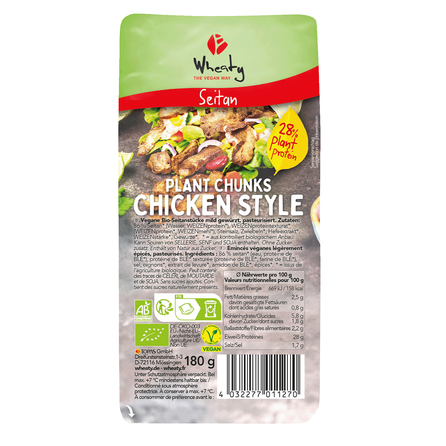 Plant Chunks Chicken Style,, Organic, 180g Plant Chunks Chicken Style,, Organic, 180g