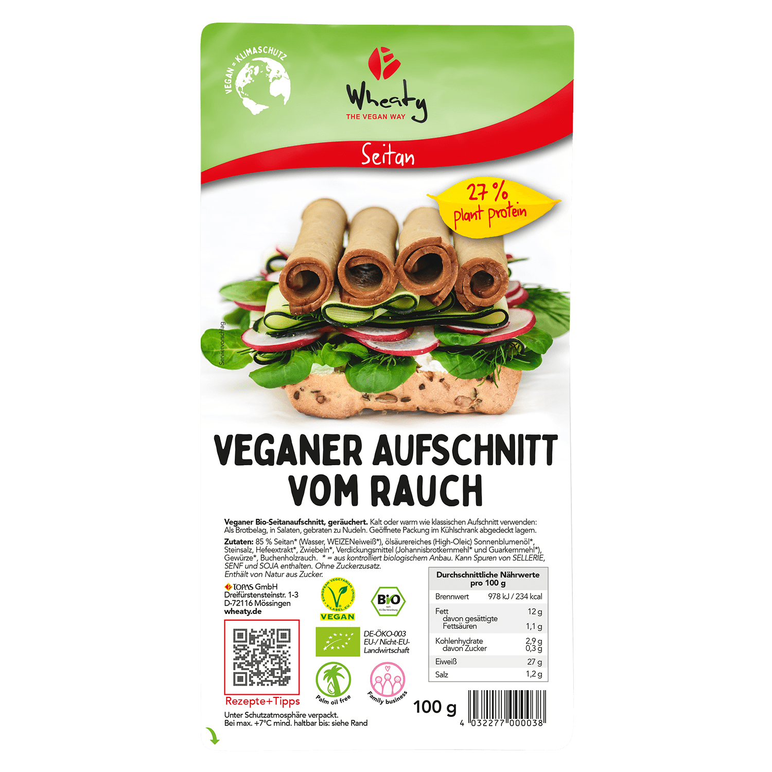 Vegan Cold Cuts Smoked, Organic, 100g