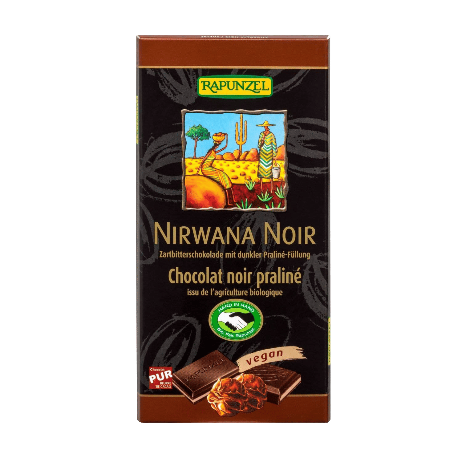Nirwana Noir 55% Kakao mit dunkler Praliné-Füllung, 100g