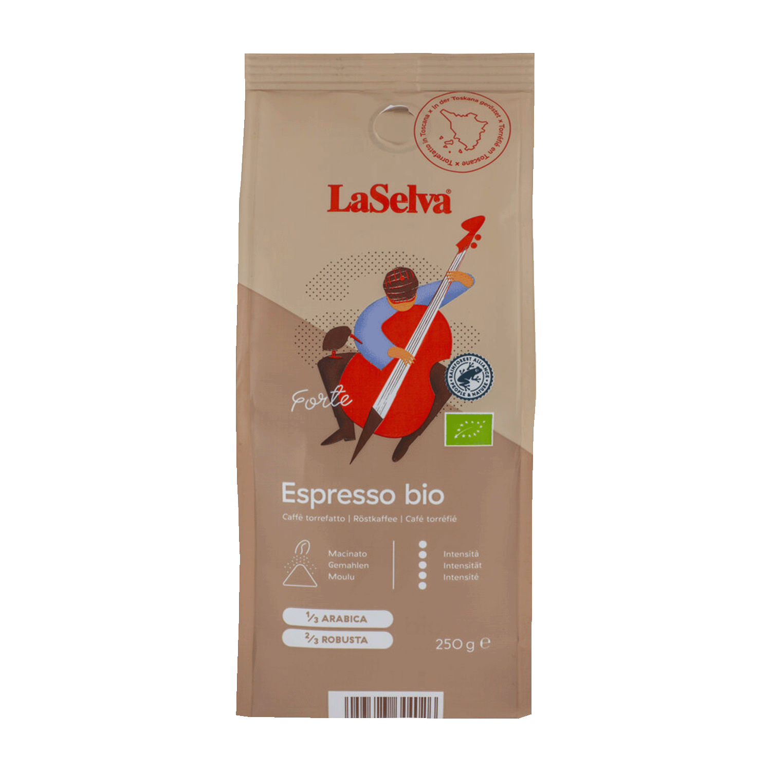 Espresso Forte Roasted Coffee Ground, Organic, 250g