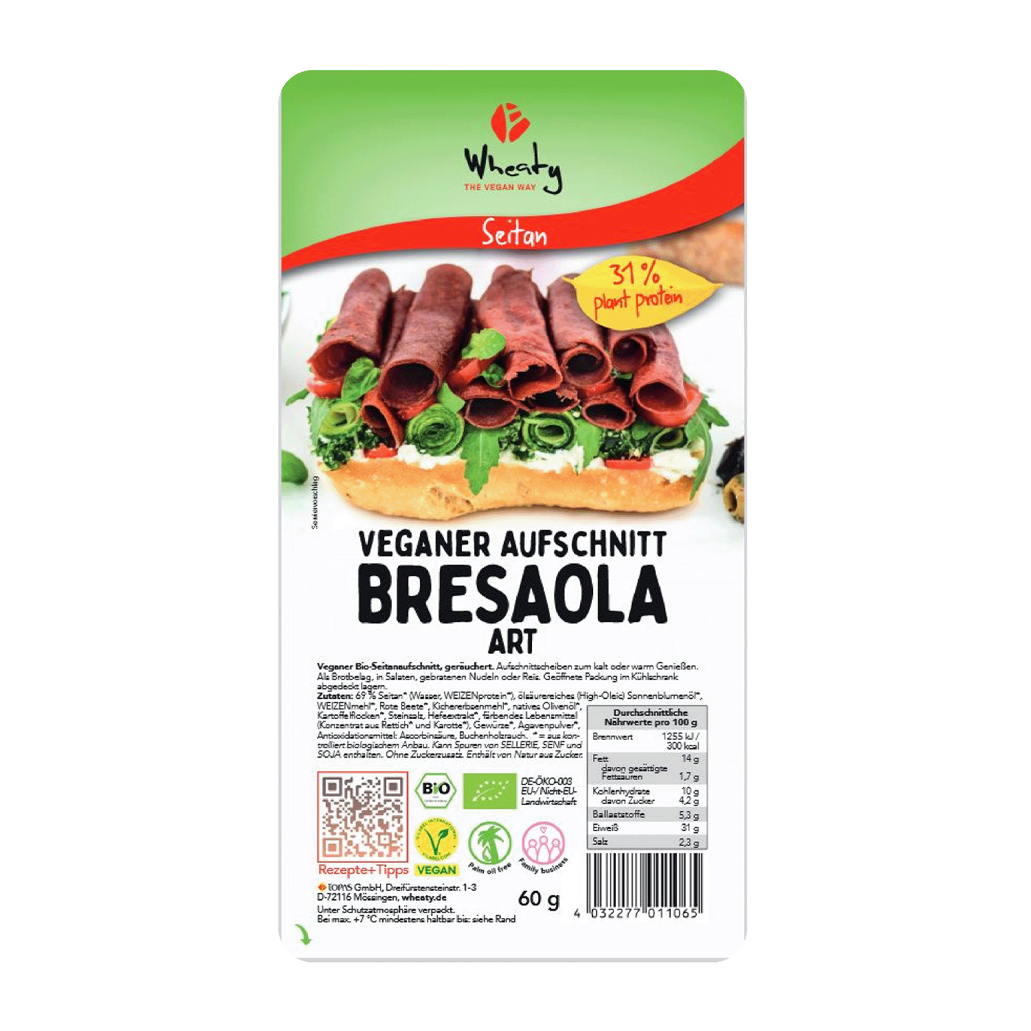 vegan cold cuts Bresaola style, Organic, 60g