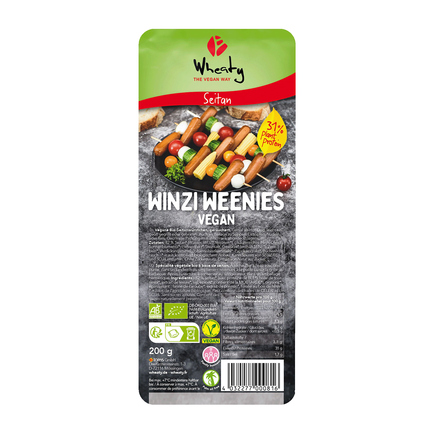 Vegan Winzi Weenies, Organic, 200g