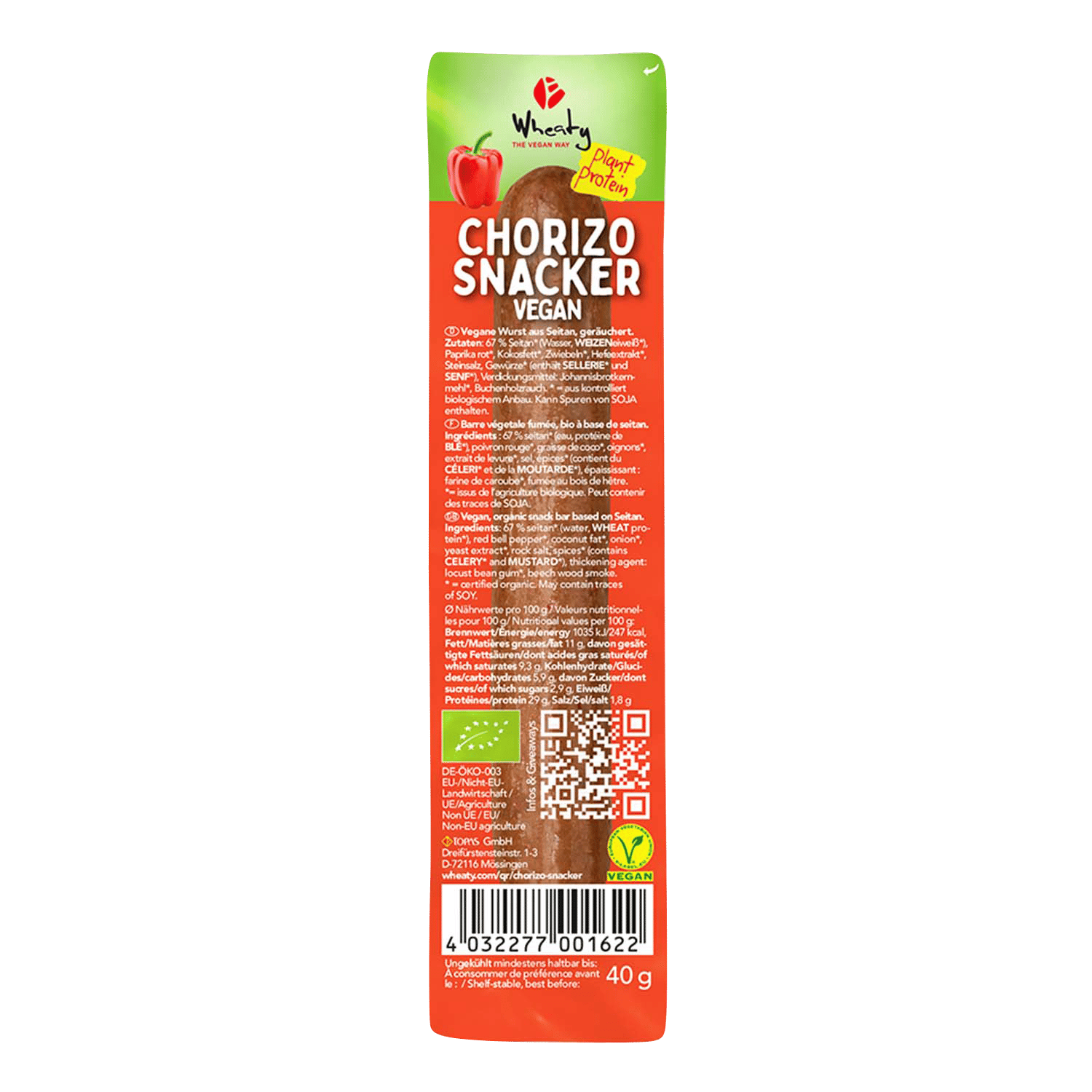Snacker Chorizo, Organic, 40g