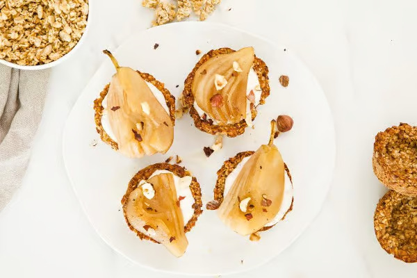 Granola Cups with Yogurt and Poached Pears