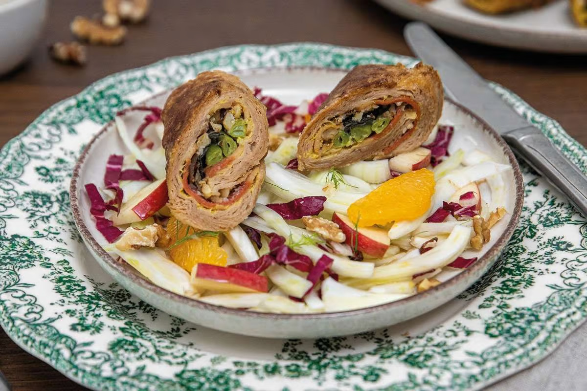 Recipe for vegan involtini with a fennel salad