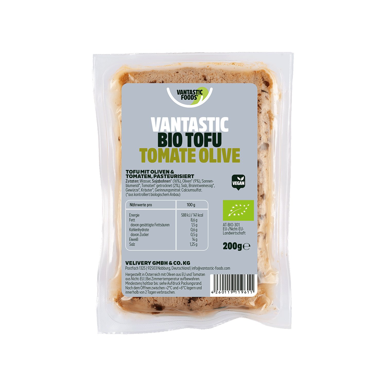 Tofu Tomato Olive, Organic, 200g