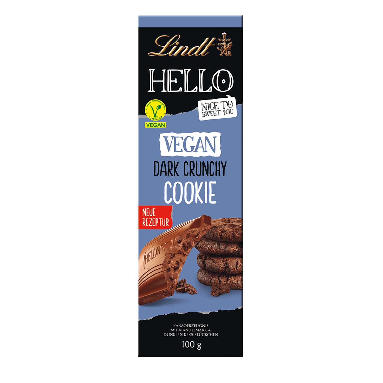 HELLO Vegan Dark Crunchy Cookie, 100g