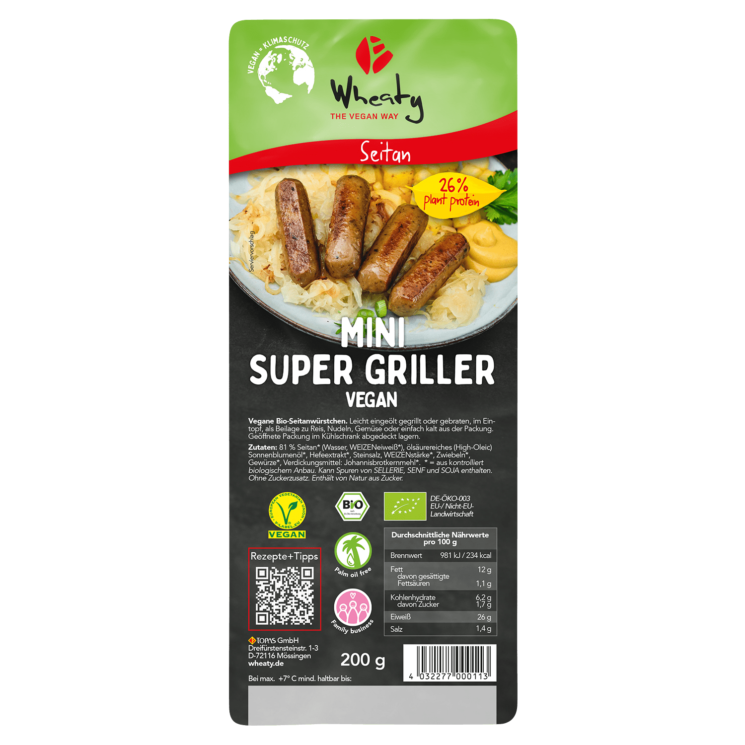Mini Super Griller Vegan, Organic, 200g