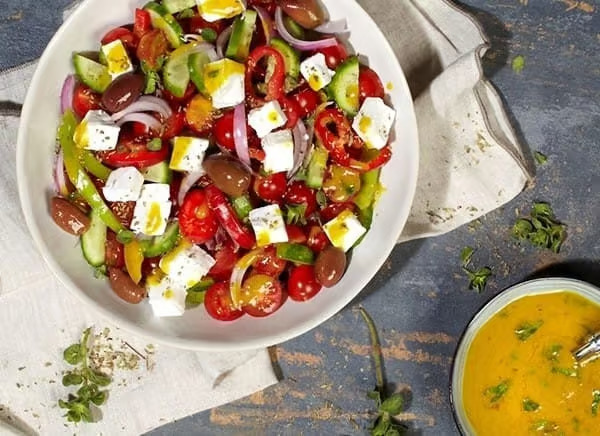 Greek White Block | Greek Salad with Cherry Tomatoes