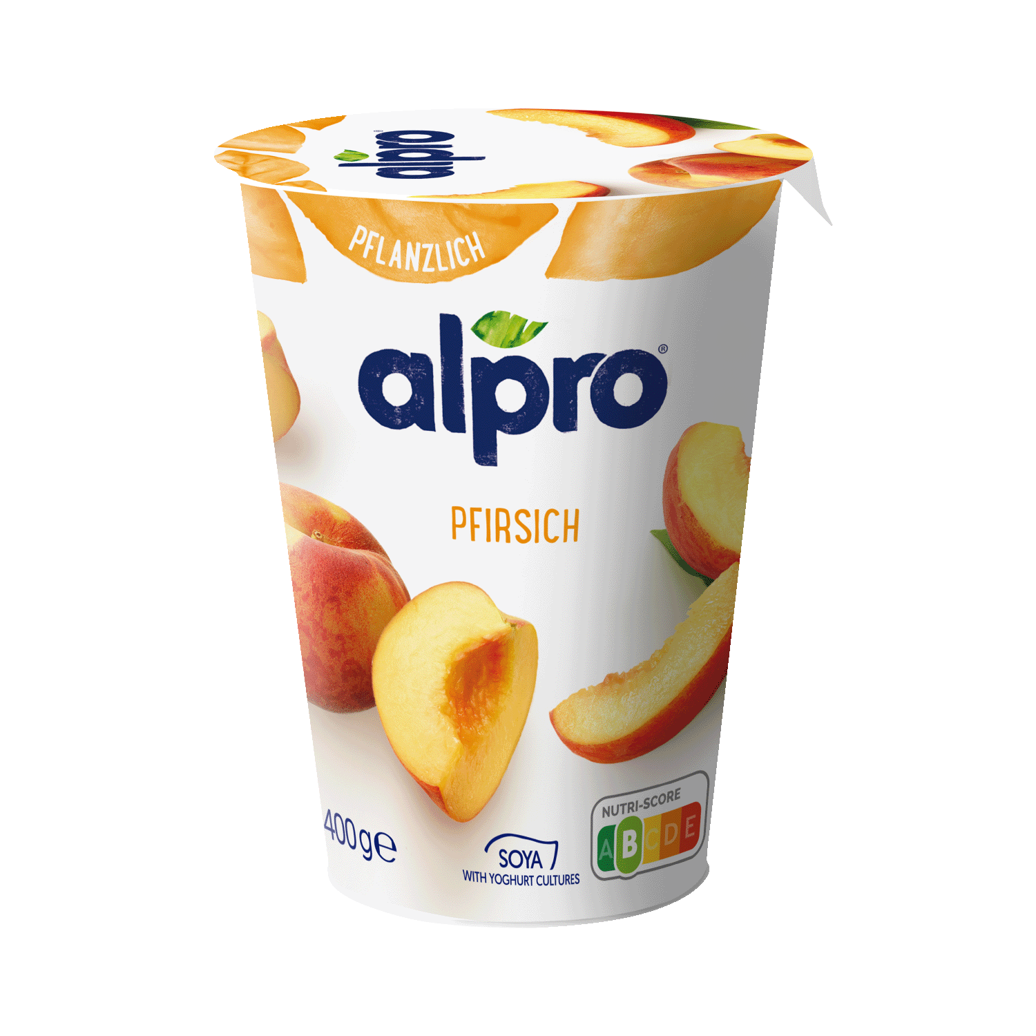 soy-based yogurt alternative peach, 400g