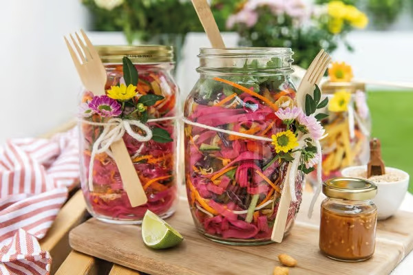 Pink Glass Noodle Salad with Mango and Fresh Vegetables