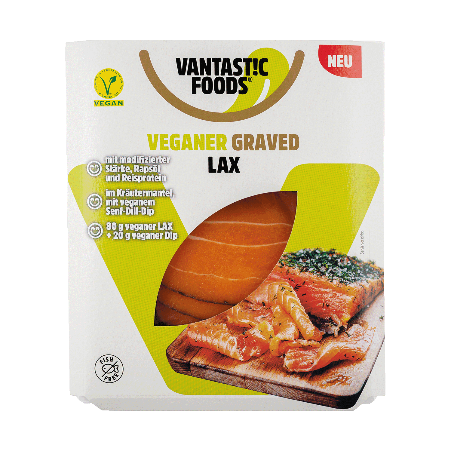 Veganer Graved Lax im Kräutermantel mit Senf-Dill Dip, 100g