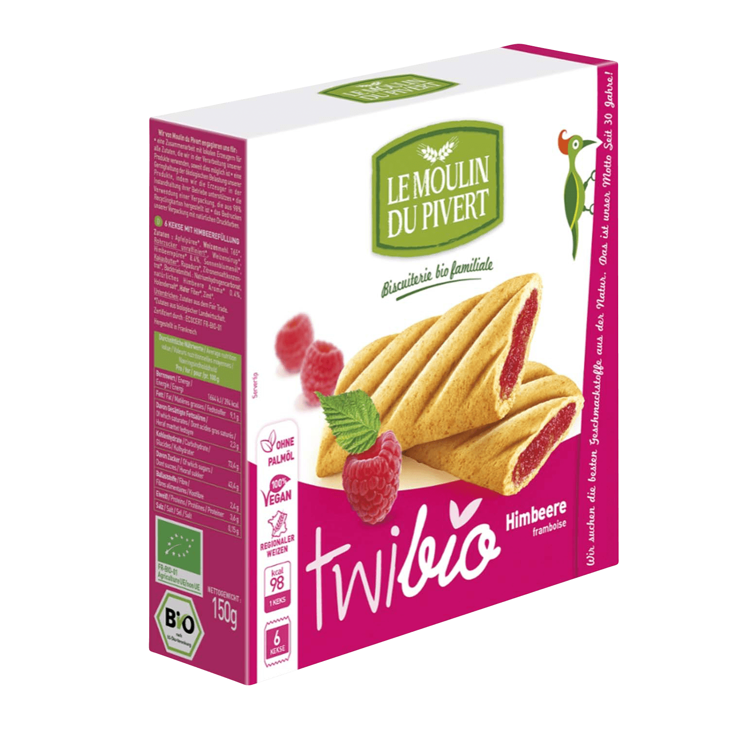 Twibio Kekse mit Himbeerfüllung, BIO, 150g