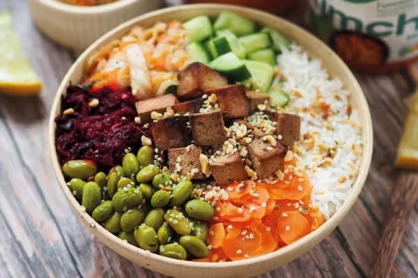Poke Bowl with Kimchi and Beetroot