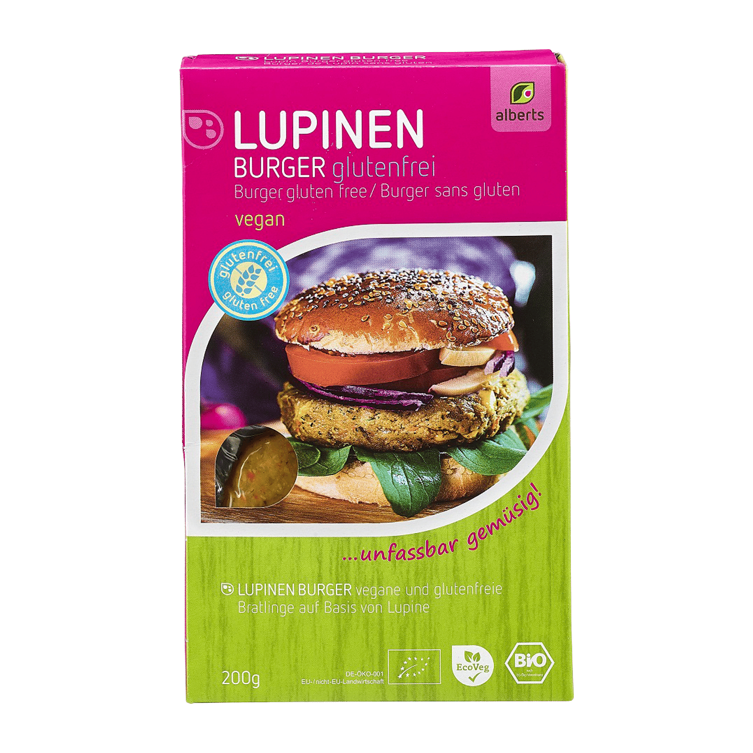 Lupine Burger Gluten-Free, Organic, 200g