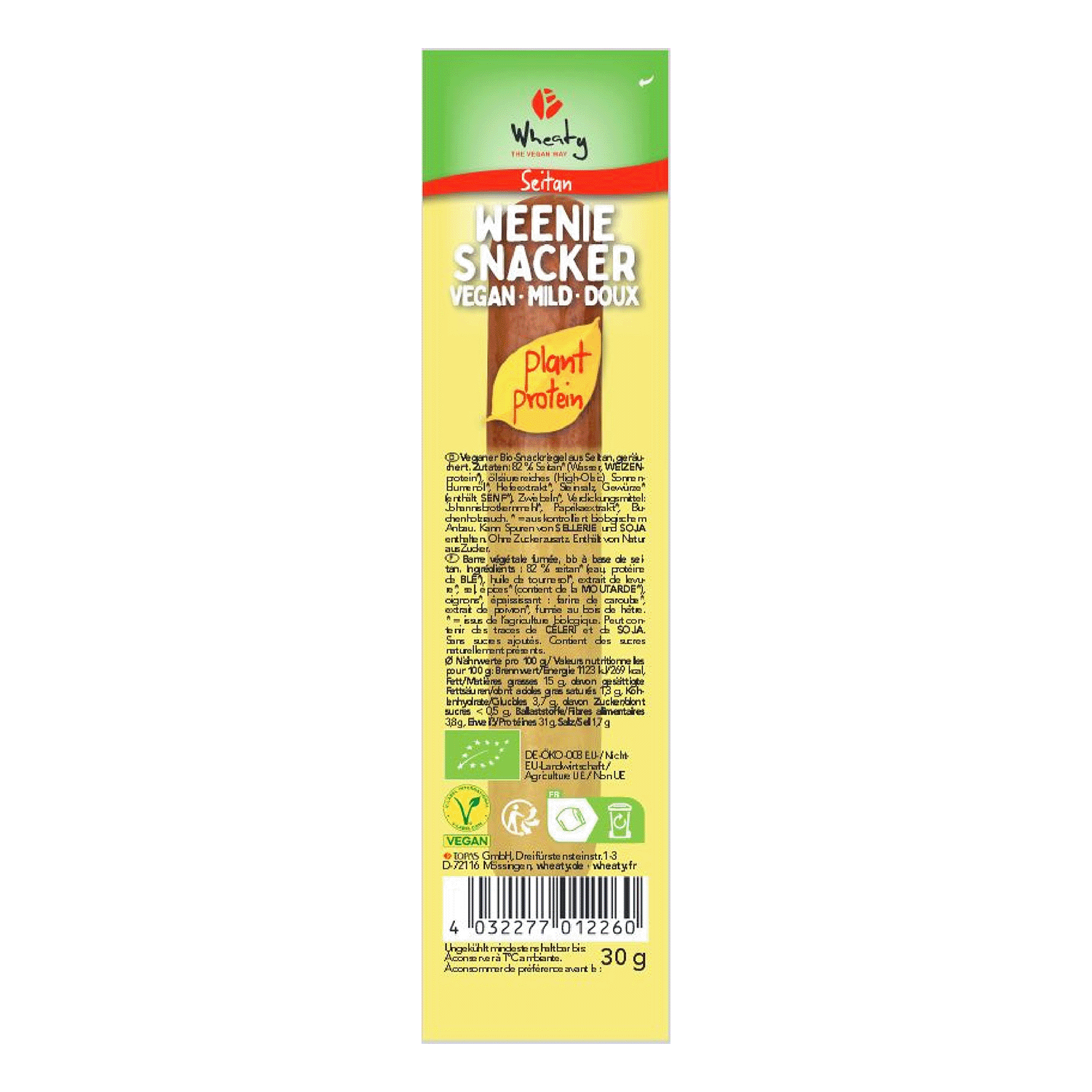 Weenie Snacker, Organic, 30g