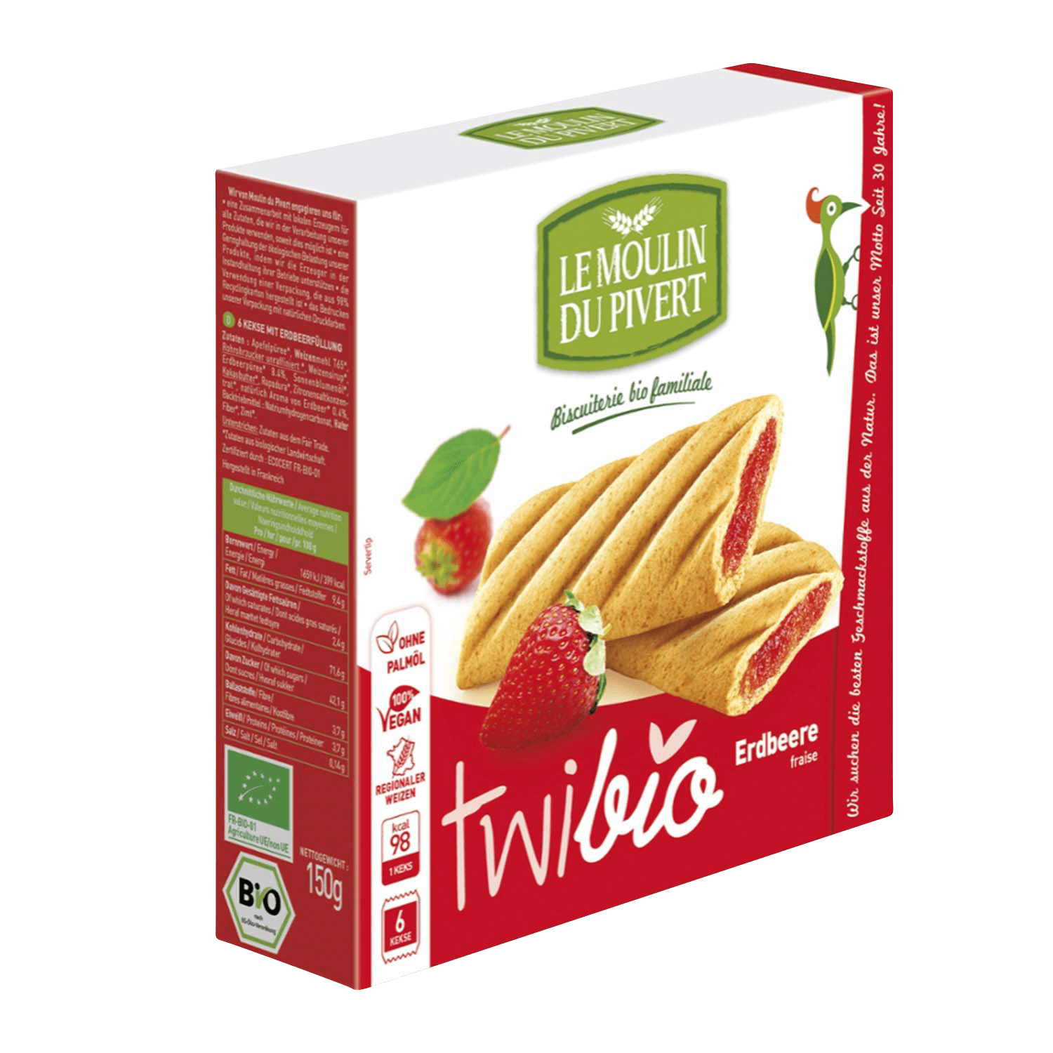 Twibio Biscuits With Strawberry Filling, Organic, 150g