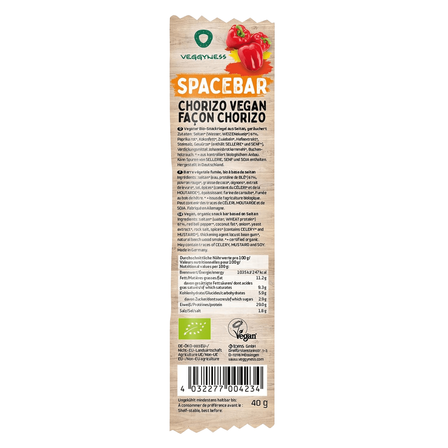 Spacebar Chorizo Vegan, Organic, 40g