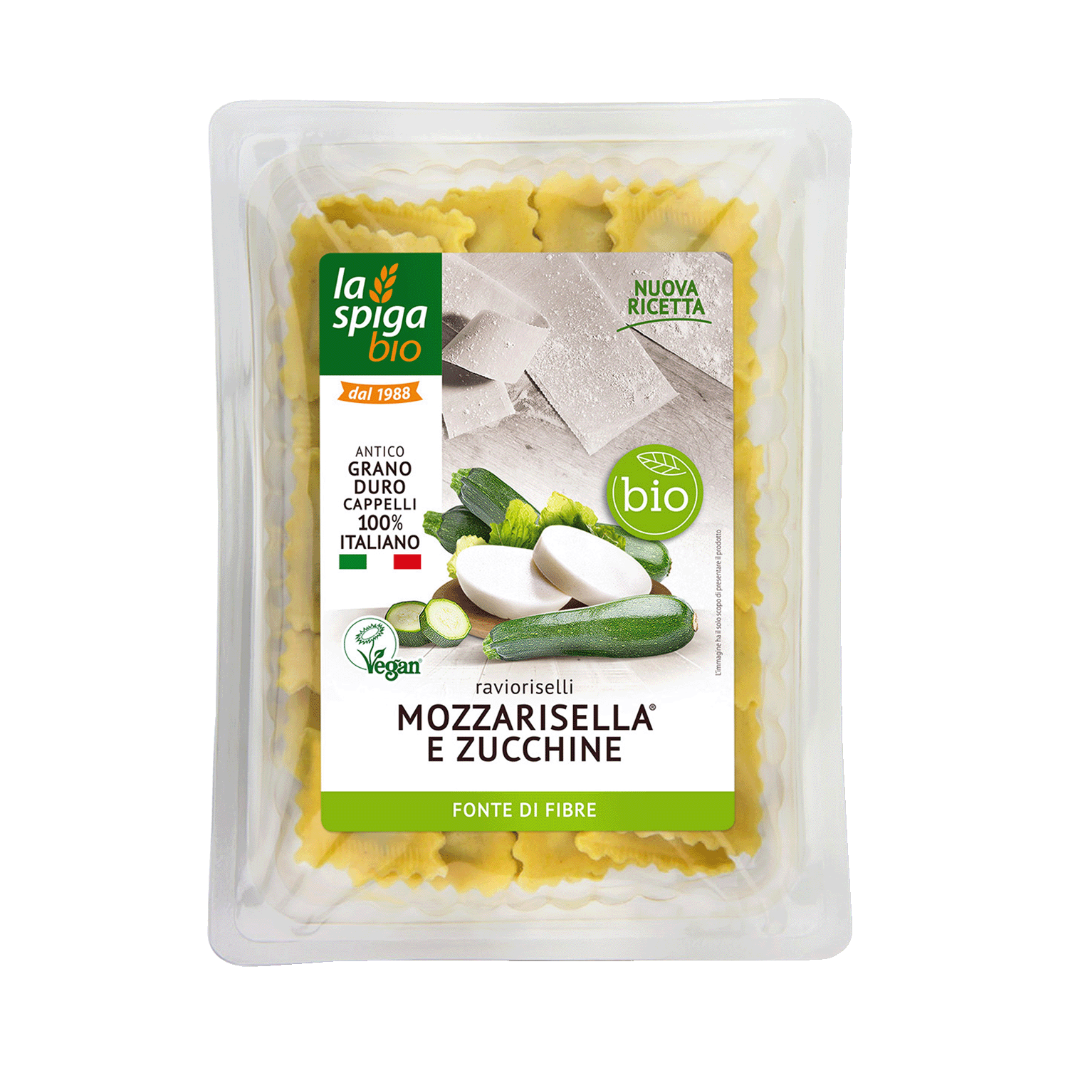 Ravioriselli with Mozzarisella and Zucchini, Organic, 250g