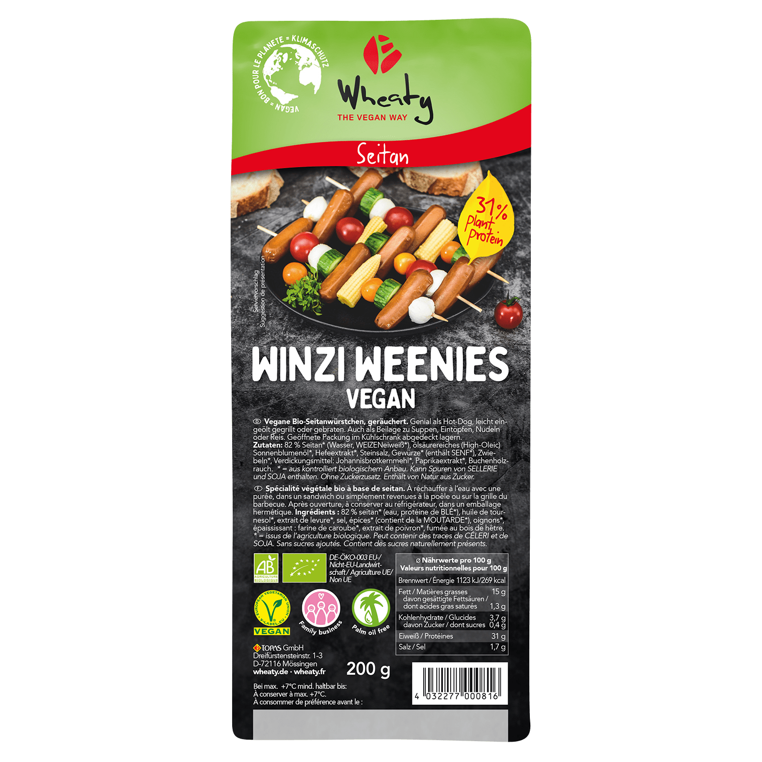 Vegan Winzi Weenies, Organic, 200g