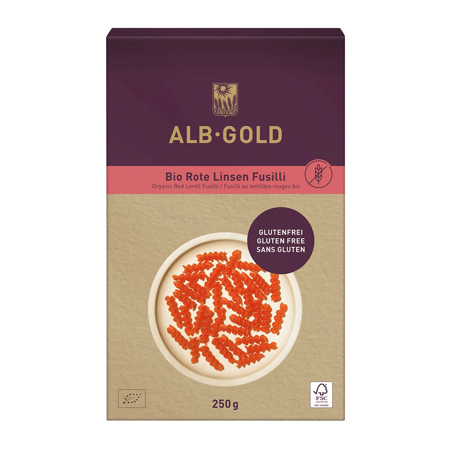 Rote Linsen Fusilli, BIO, 250g