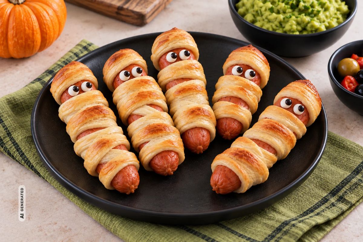 Vegane Halloween Bratwurst-Mumien