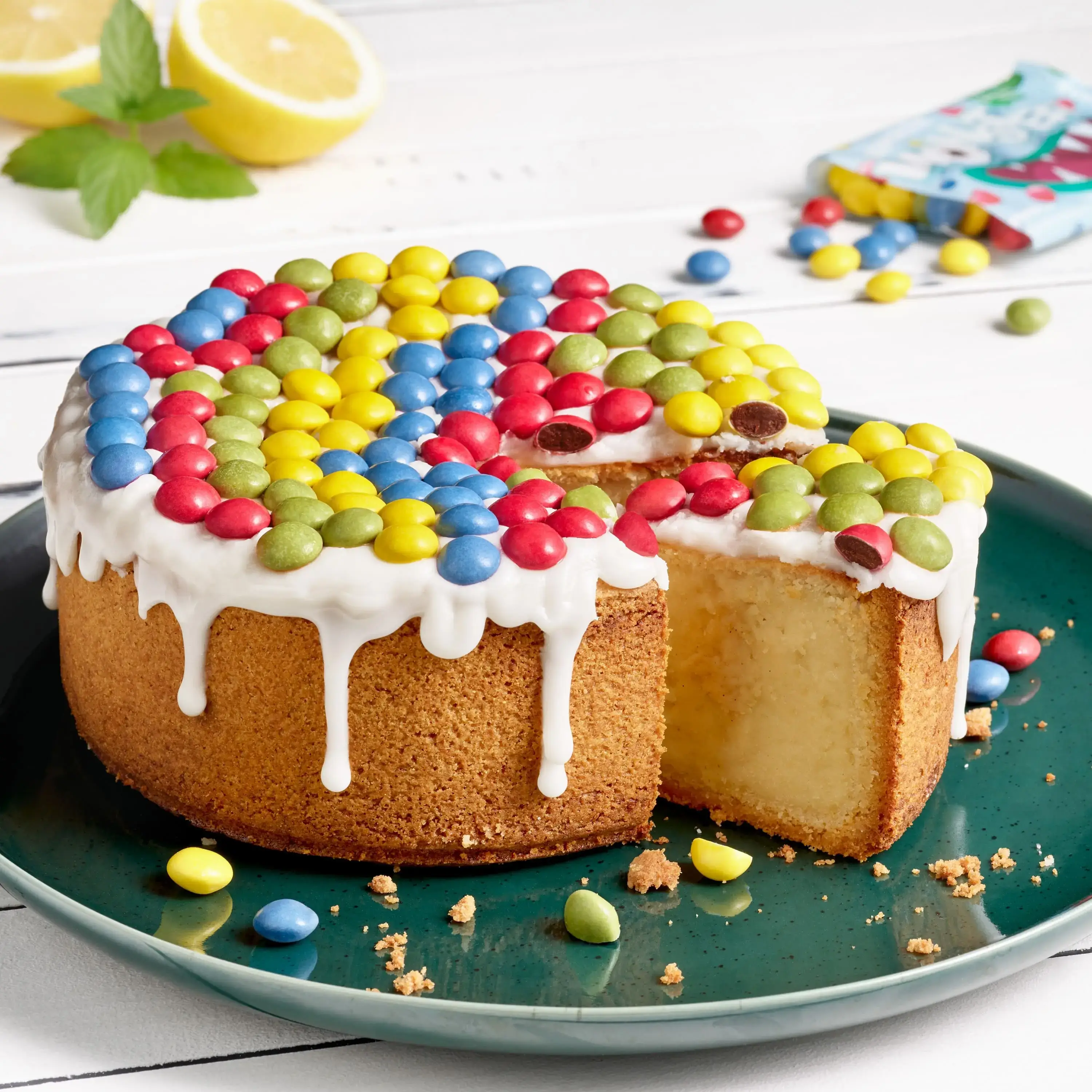 Colorful vegan monsters cake