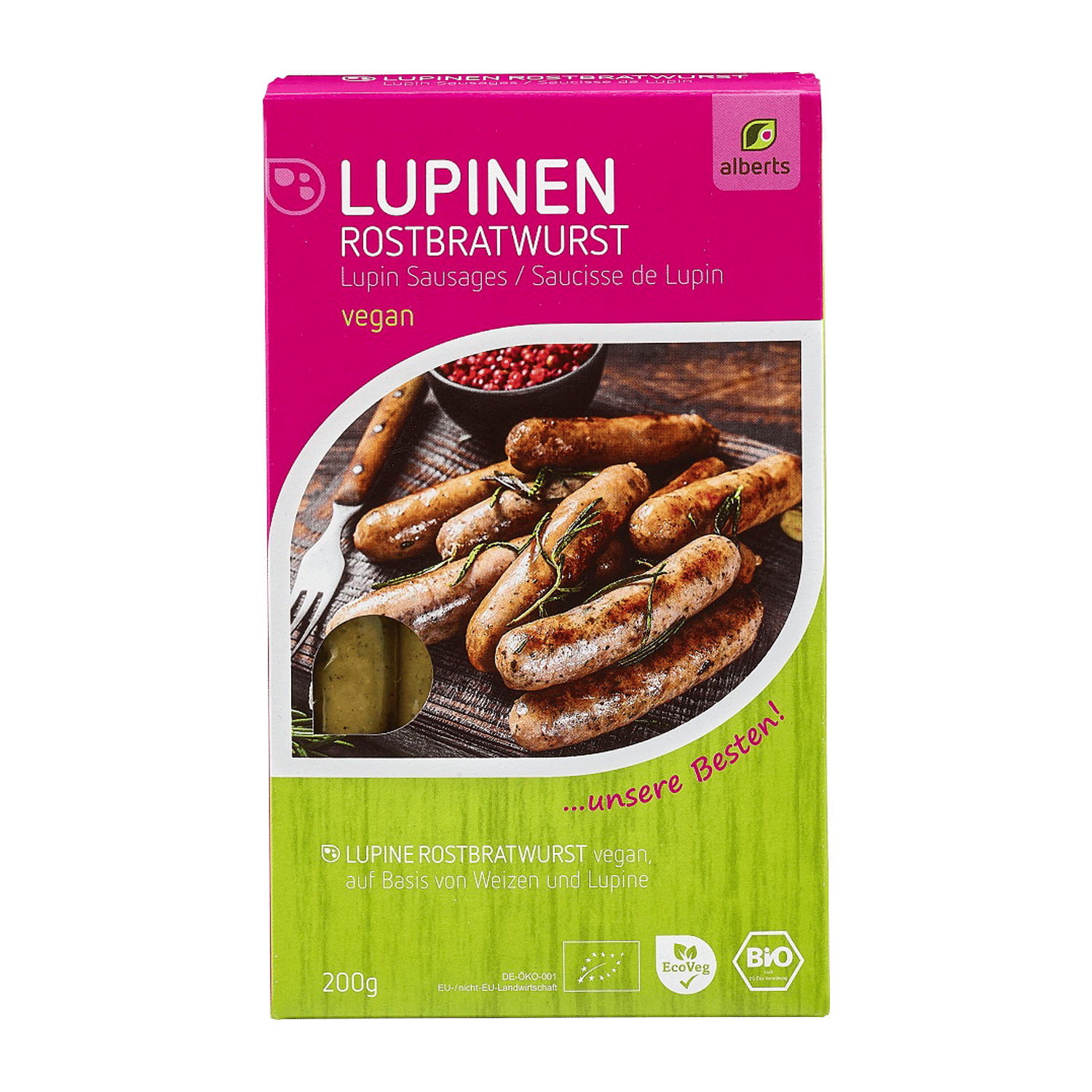 Lupine Rostbratwürstchen "Grilled Sausages", Organic, 200g