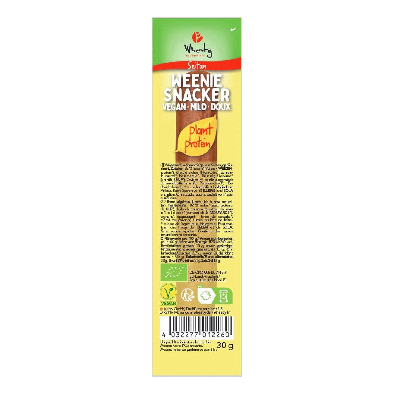 Weenie Snacker, Organic, 30g Weenie Snacker, Organic, 30g