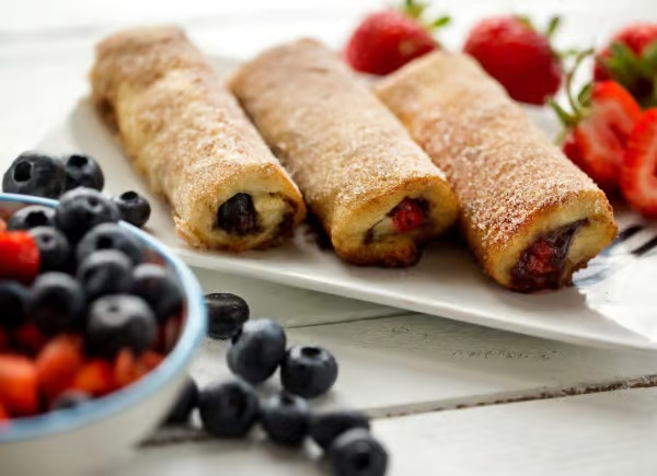 French Toast Choco Rolls with Berries