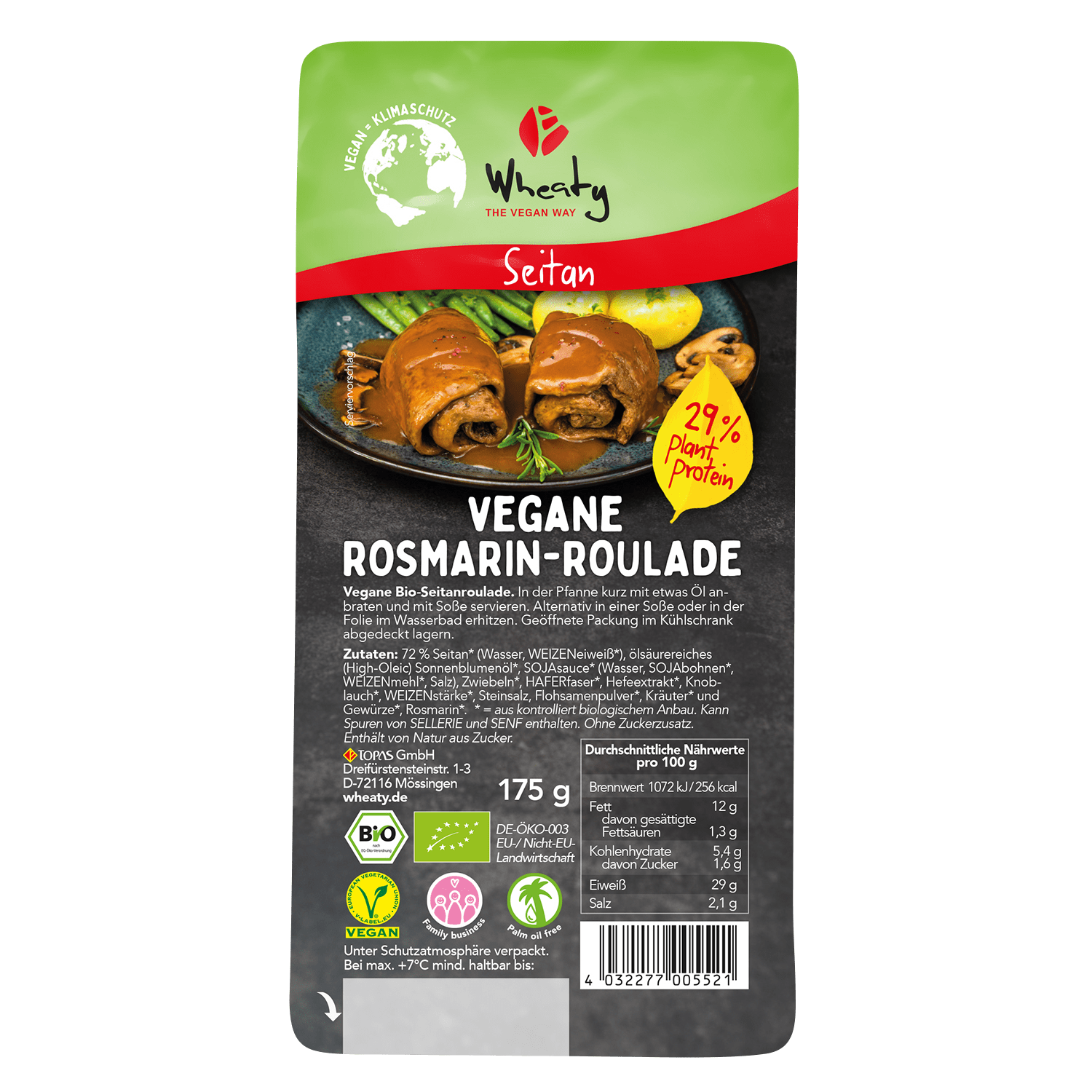 Vegan rosemary roulade, Organic, 175g