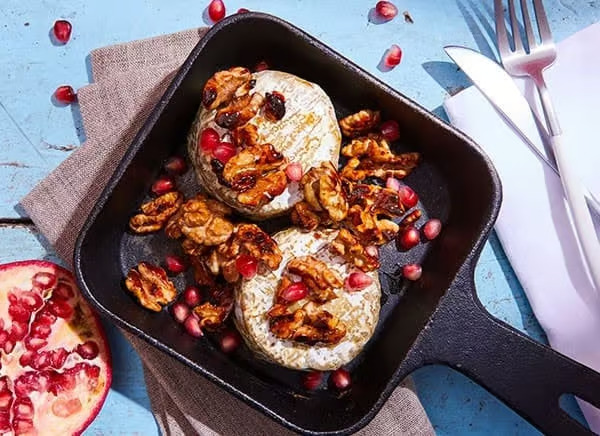 Happy White with Caramelized Nuts and Pomegranate Seeds