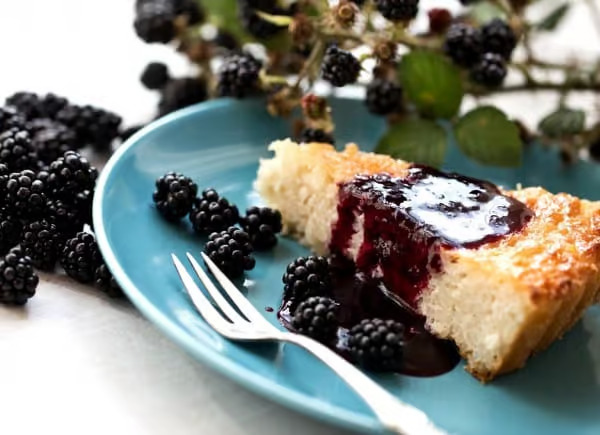 Rice Cake with Tipsy Brambles