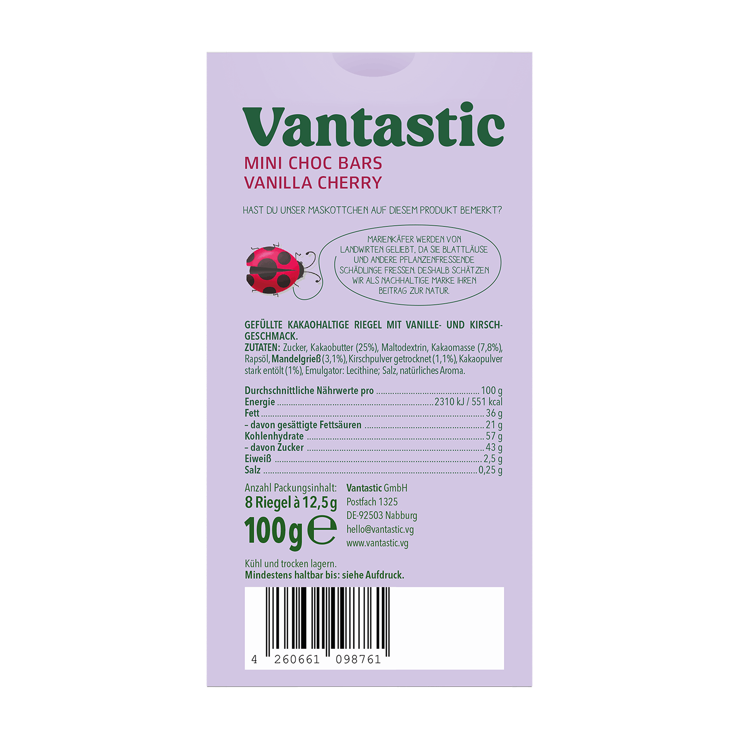 Vantastic Mini Choc Bars Cherry Vanilla Flavor