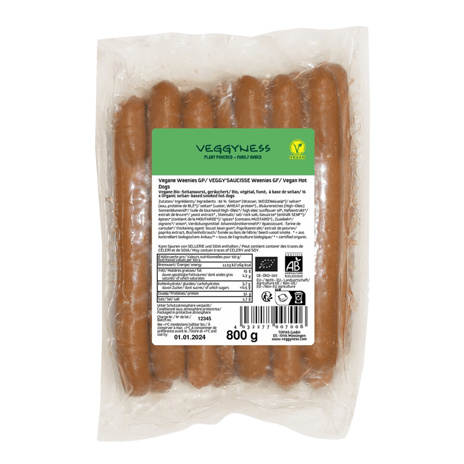 Vegan Sausage Weenies Big Pack, Organic, 800g